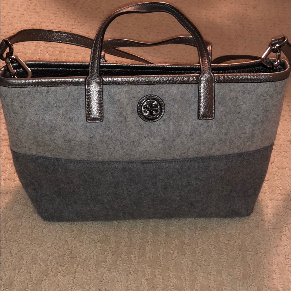 Tory Burch Grey Flannel Crossbody Tote